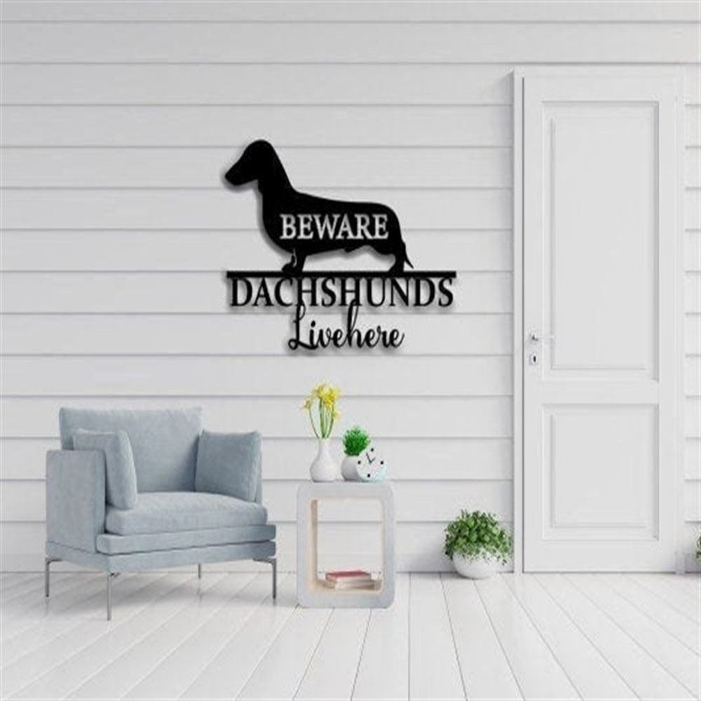 Custom Metal Sign, Dachshund Wall Hanging Wiener Dog Metal Sign, Anniversary Gift, Dog House Sign, Outdoor Sign, Home Decor Sign