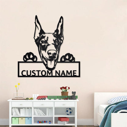 Custom Metal Sign, Doberman Dog Metal Signs, Anniversary Gift, Dog House Sign, Dog Wall Art, Outdoor Sign, Home Decor Sign