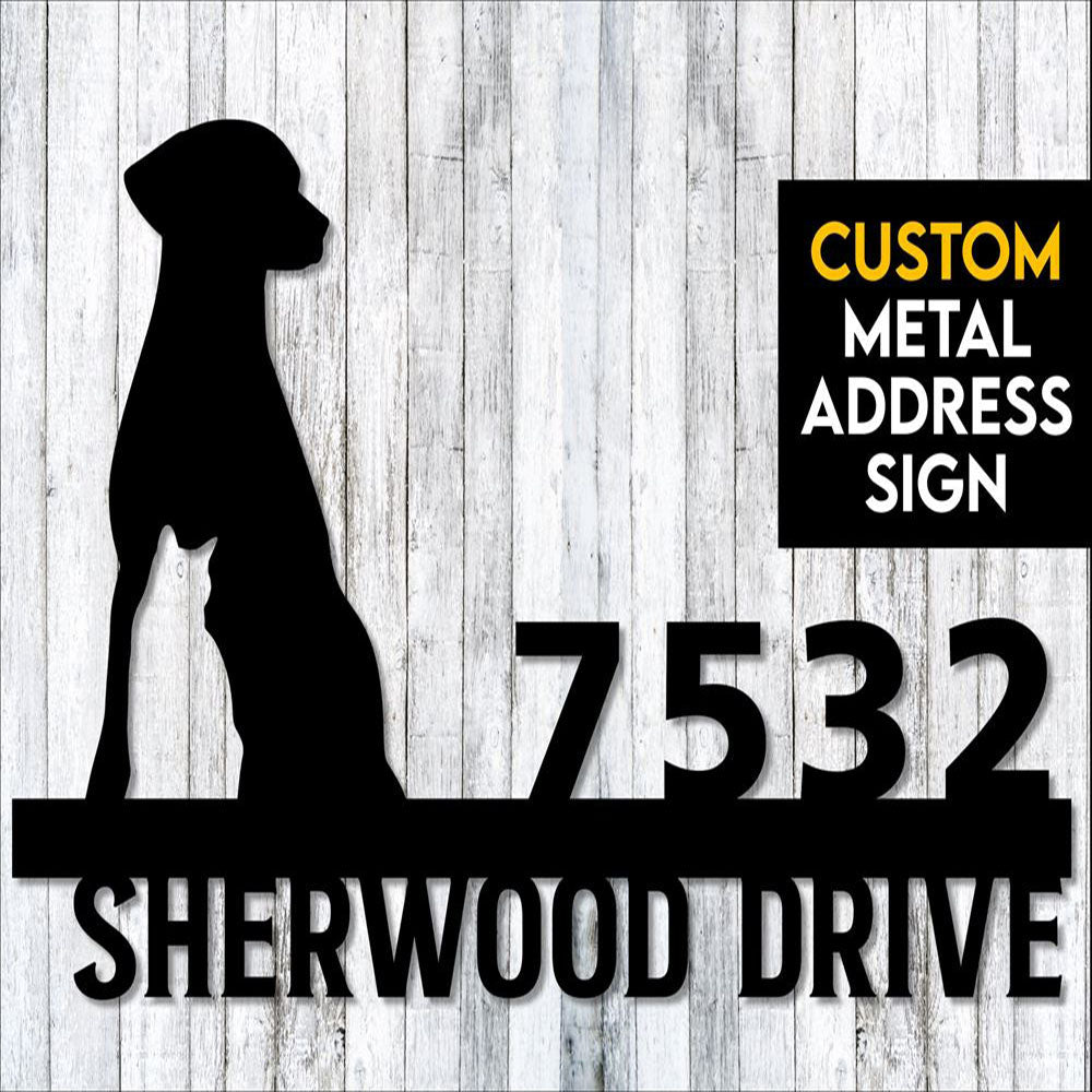 Custom Metal Sign, Dog And Cat Silhouette Metal Address Sign, Anniversary Gift, Dog House Sign, Outdoor Sign, Home Decor Sign