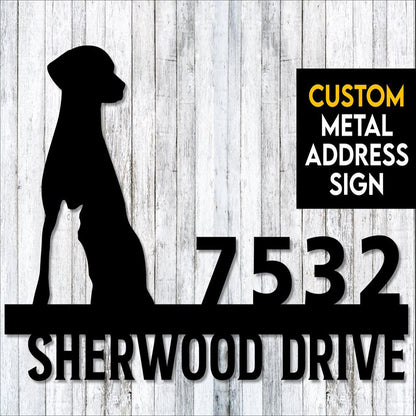 Custom Metal Sign, Dog And Cat Silhouette Metal Address Sign, Anniversary Gift, Dog House Sign, Outdoor Sign, Home Decor Sign