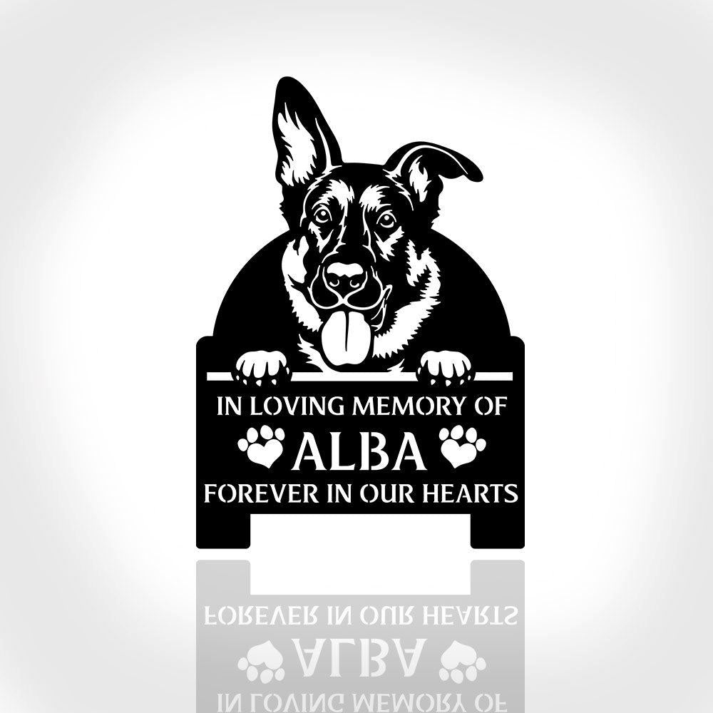 Custom Metal Sign, Dog Memorial German Shepherd Pet Grave Marker Metal Sign, Anniversary Gift, Dog House Sign, Outdoor Sign, Home Decor Sign