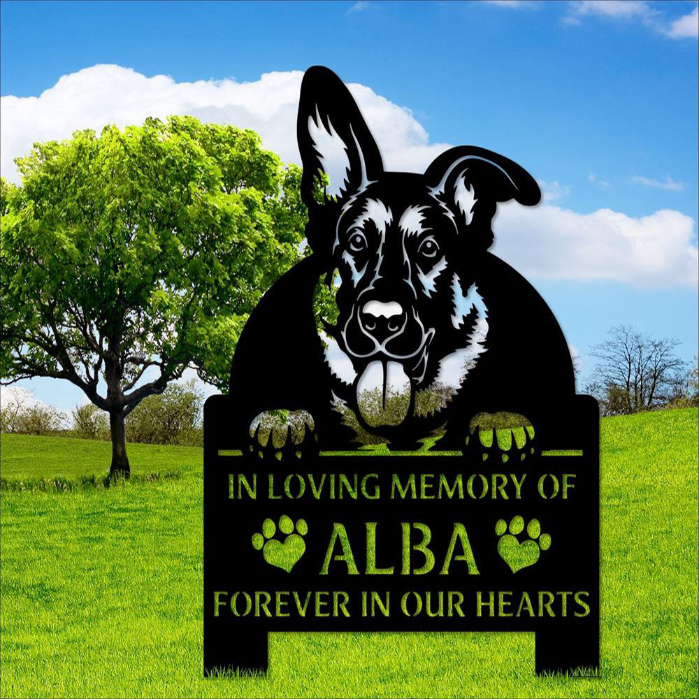 Custom Metal Sign, Dog Memorial German Shepherd Pet Grave Marker Metal Sign, Anniversary Gift, Dog House Sign, Outdoor Sign, Home Decor Sign