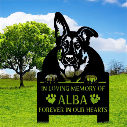 Custom Metal Sign, Dog Memorial German Shepherd Pet Grave Marker Metal Sign, Anniversary Gift, Dog House Sign, Outdoor Sign, Home Decor Sign