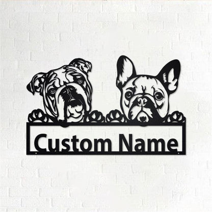 Custom Metal Sign, French Bulldog And English Bulldog Metal Sign, Anniversary Gift, Dog House Sign, Outdoor Sign, Home Decor Sign