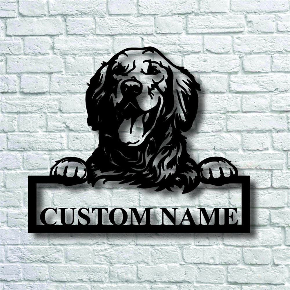 Custom Metal Sign, Golden Retriever Dog Metal Sign, Anniversary Gift, Dog House Sign, Dog Wall Art, Outdoor Sign, Home Decor Sign