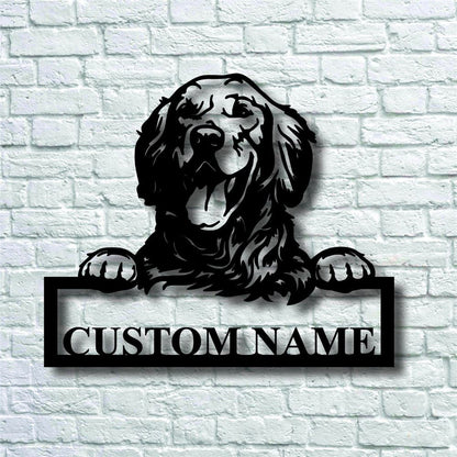 Custom Metal Sign, Golden Retriever Dog Metal Sign, Anniversary Gift, Dog House Sign, Dog Wall Art, Outdoor Sign, Home Decor Sign