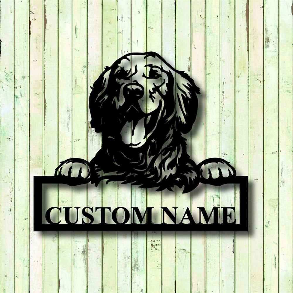 Custom Metal Sign, Golden Retriever Dog Metal Sign, Anniversary Gift, Dog House Sign, Dog Wall Art, Outdoor Sign, Home Decor Sign
