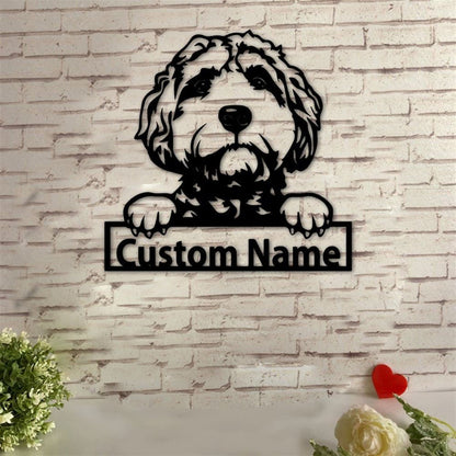 Custom Metal Sign, Goldendoodle Dog Metal Sign, Anniversary Gift, Dog House Sign, Dog Wall Art, Outdoor Sign, Home Decor Sign