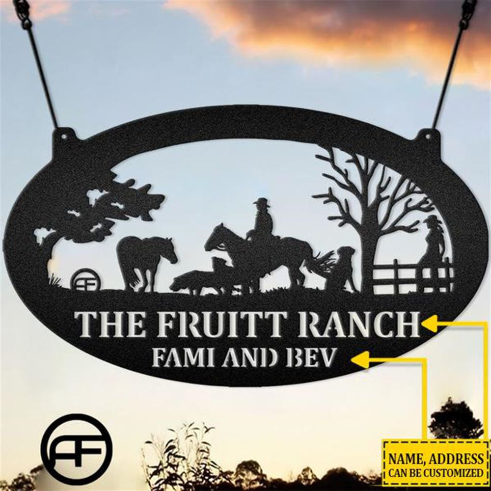 Custom Metal Sign, Horse Couple With Dog Metal Sign, Anniversary Gift, Dog House Sign, Dog Wall Art, Outdoor Sign, Home Decor Sign