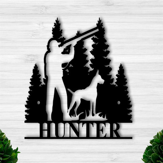 Custom Metal Sign, Hunter Metal Sign, Anniversary Gift, Dog House Sign, Dog Wall Art, Outdoor Sign, Home Decor Sign