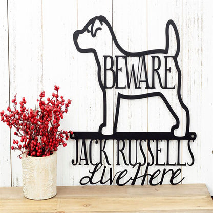 Custom Metal Sign, Jack Russells Live Here Metal Sign, Anniversary Gift, Dog House Sign, Dog Wall Art, Outdoor Sign, Home Decor Sign