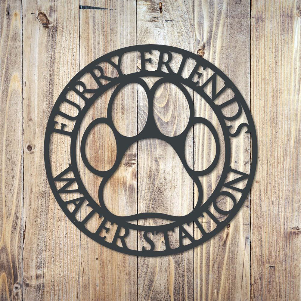 Custom Metal Sign, Laser Cut Metal Dog Paw Sign, Anniversary Gift, Dog House Sign, Dog Wall Art, Outdoor Sign, Home Decor Sign