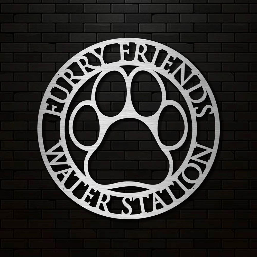 Custom Metal Sign, Laser Cut Metal Dog Paw Sign, Anniversary Gift, Dog House Sign, Dog Wall Art, Outdoor Sign, Home Decor Sign