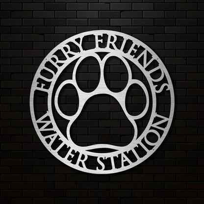 Custom Metal Sign, Laser Cut Metal Dog Paw Sign, Anniversary Gift, Dog House Sign, Dog Wall Art, Outdoor Sign, Home Decor Sign