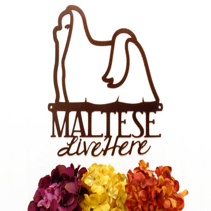 Custom Metal Sign, Maltese Live Here Cut Metal Sign, Anniversary Gift, Dog House Sign, Outdoor Sign, Home Decor Sign