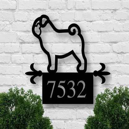 Custom Metal Sign, Metal Address Sign, Pug Art Front Porch Metal Sign, Anniversary Gift, Dog House Sign, Outdoor Sign, Home Decor Sign