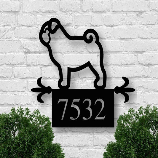 Custom Metal Sign, Metal Address Sign, Pug Art Front Porch Metal Sign, Anniversary Gift, Dog House Sign, Outdoor Sign, Home Decor Sign