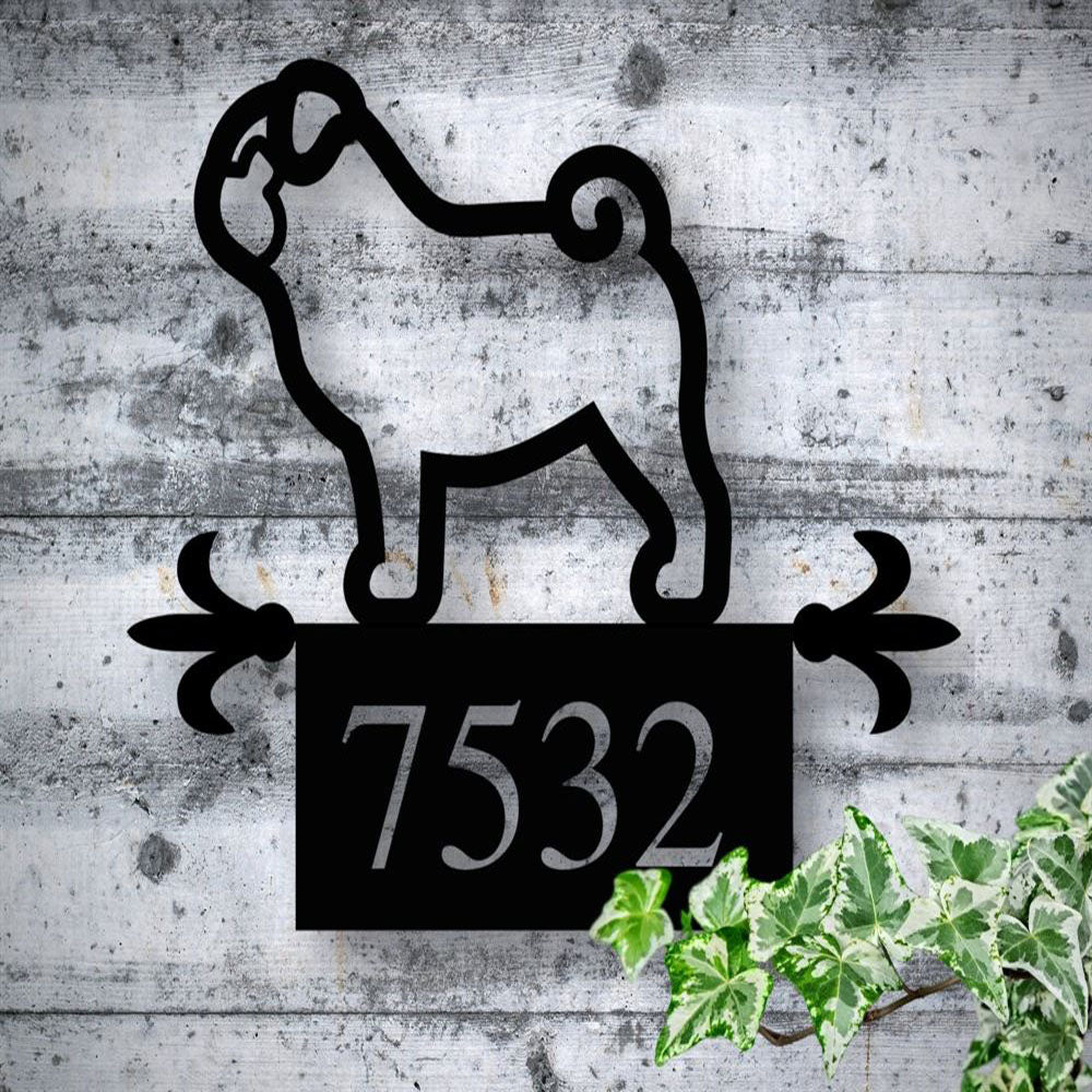 Custom Metal Sign, Metal Address Sign, Pug Art Front Porch Metal Sign, Anniversary Gift, Dog House Sign, Outdoor Sign, Home Decor Sign