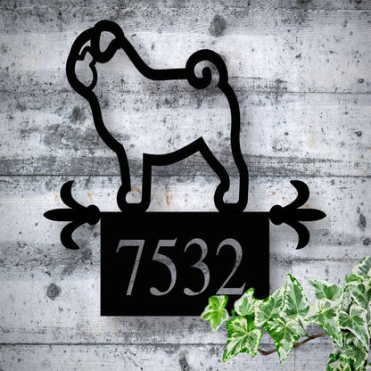 Custom Metal Sign, Metal Address Sign, Pug Art Front Porch Metal Sign, Anniversary Gift, Dog House Sign, Outdoor Sign, Home Decor Sign