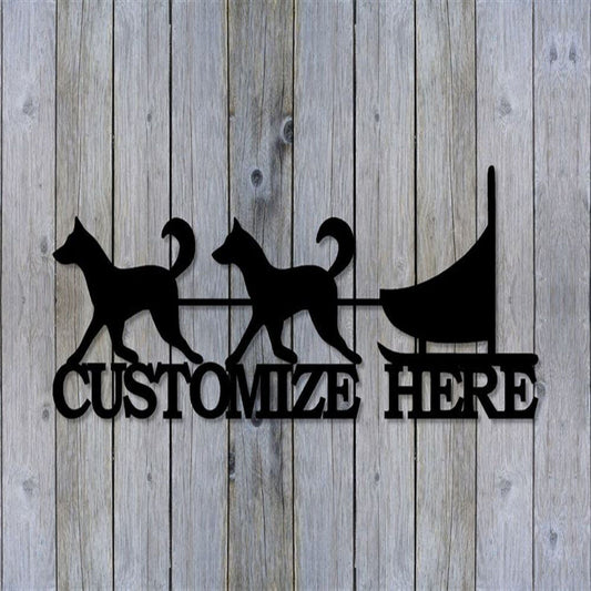 Custom Metal Sign, Metal Dog Sledding Sign, Metal Husky Sign, Anniversary Gift, Dog House Sign, Outdoor Sign, Home Decor Sign