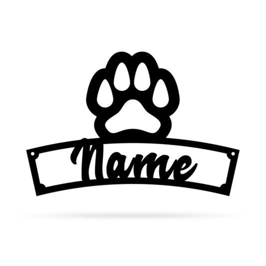 Custom Metal Sign, Name Dog Paw Cut Metal Sign, Anniversary Gift, Dog House Sign, Dog Wall Art, Outdoor Sign, Home Decor Sign