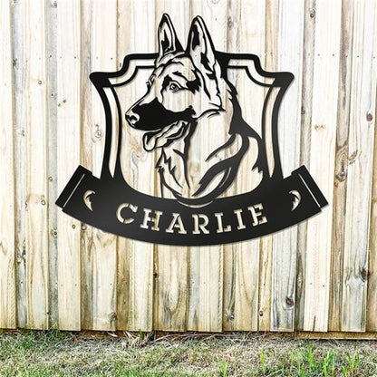 Custom Metal Sign, Name German Shepherd Cut Metal Sign, Anniversary Gift, Dog House Sign, Outdoor Sign, Home Decor Sign