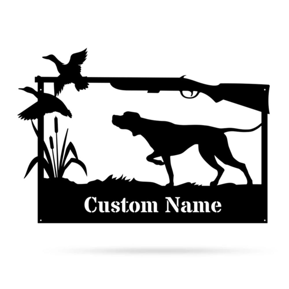 Custom Metal Sign, Name Hunting Dog Cut Metal Sign, Anniversary Gift, Dog House Sign, Dog Wall Art, Outdoor Sign, Home Decor Sign