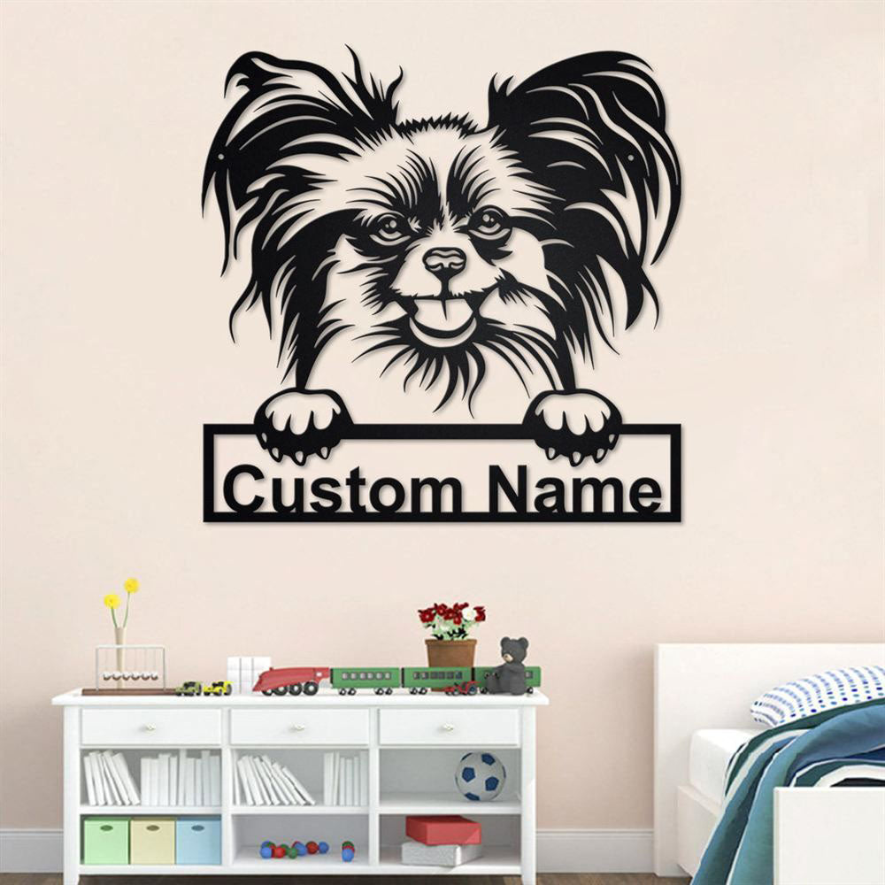 Custom Metal Sign, Papillon Dog Metal Signs, Anniversary Gift, Dog House Sign, Dog Wall Art, Outdoor Sign, Home Decor Sign