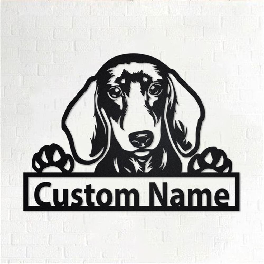 Custom Metal Sign, Peeking Dachshund Dog Metal Sign, Anniversary Gift, Dog House Sign, Outdoor Sign, Home Decor Sign