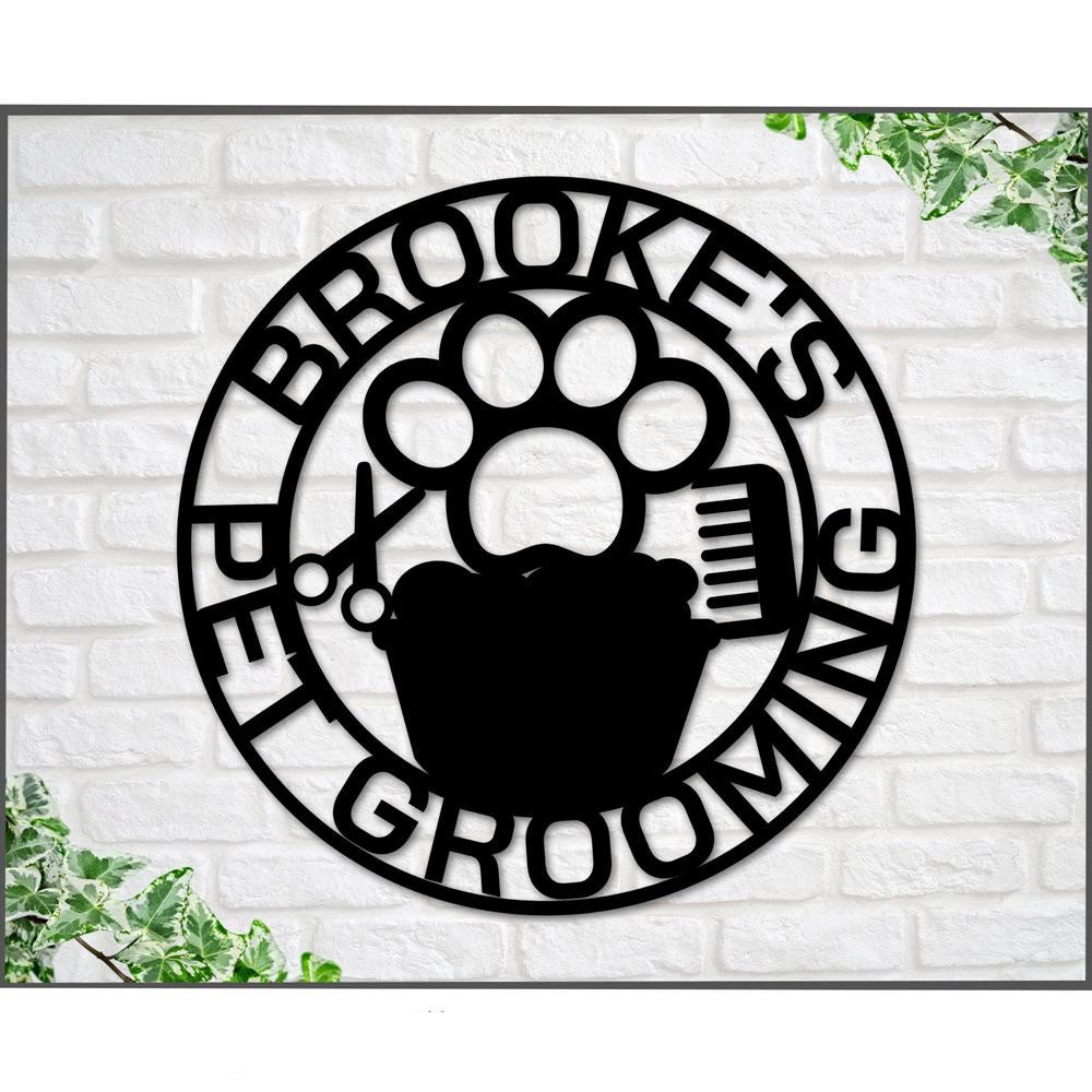 Custom Metal Sign, Pet Grooming Metal Sign, Anniversary Gift, Dog House Sign, Dog Wall Art, Outdoor Sign, Home Decor Sign