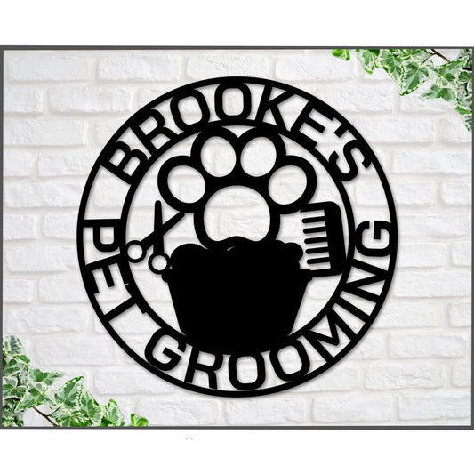 Custom Metal Sign, Pet Grooming Metal Sign, Anniversary Gift, Dog House Sign, Dog Wall Art, Outdoor Sign, Home Decor Sign