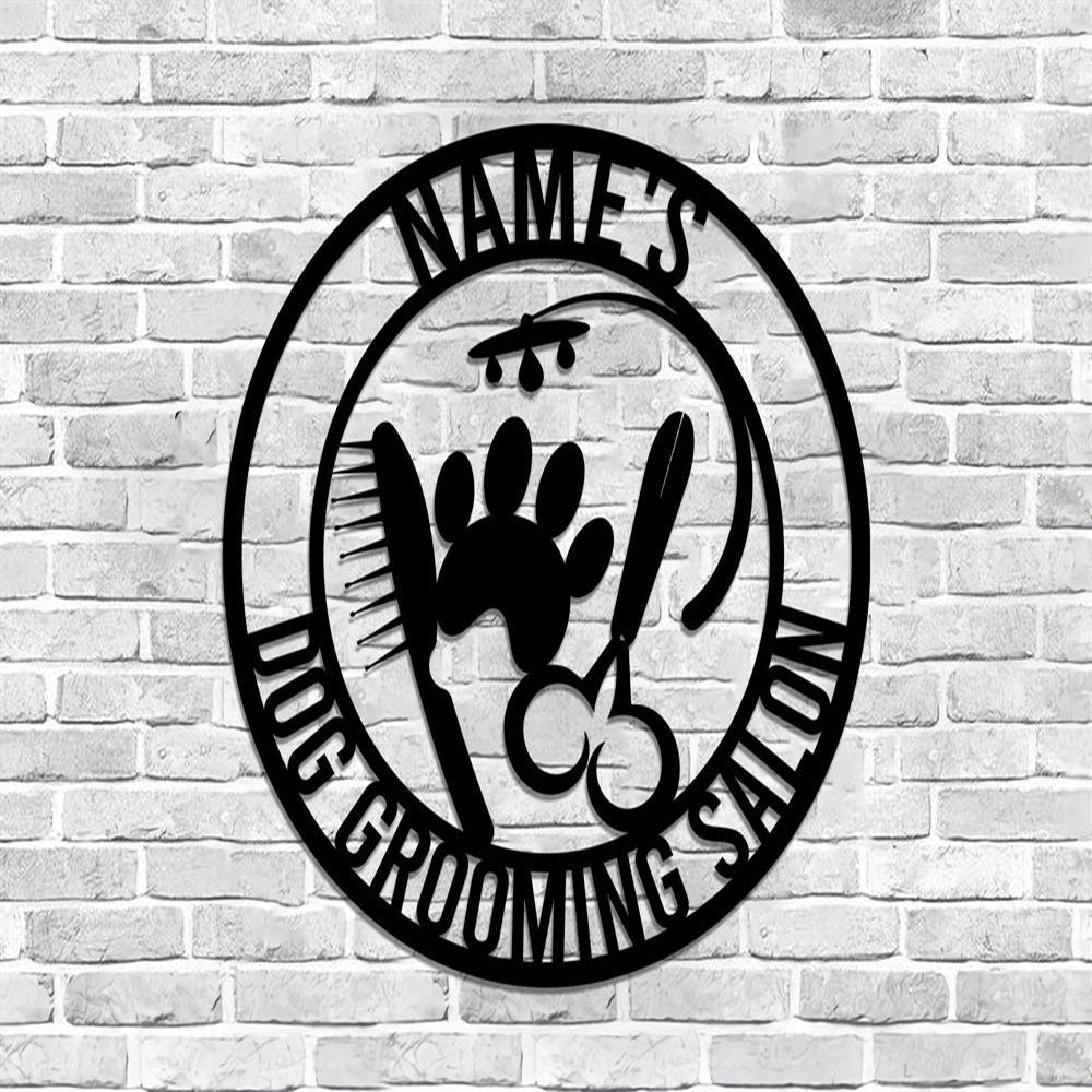 Custom Metal Sign, Pet Grooming Salon Metal Sign, Anniversary Gift, Dog House Sign, Dog Wall Art, Outdoor Sign, Home Decor Sign