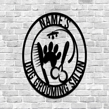 Custom Metal Sign, Pet Grooming Salon Metal Sign, Anniversary Gift, Dog House Sign, Dog Wall Art, Outdoor Sign, Home Decor Sign