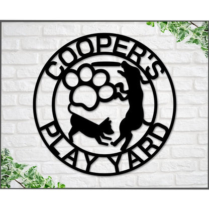 Custom Metal Sign, Play Yard Metal Sign, Anniversary Gift, Dog House Sign, Dog Wall Art, Outdoor Sign, Home Decor Sign