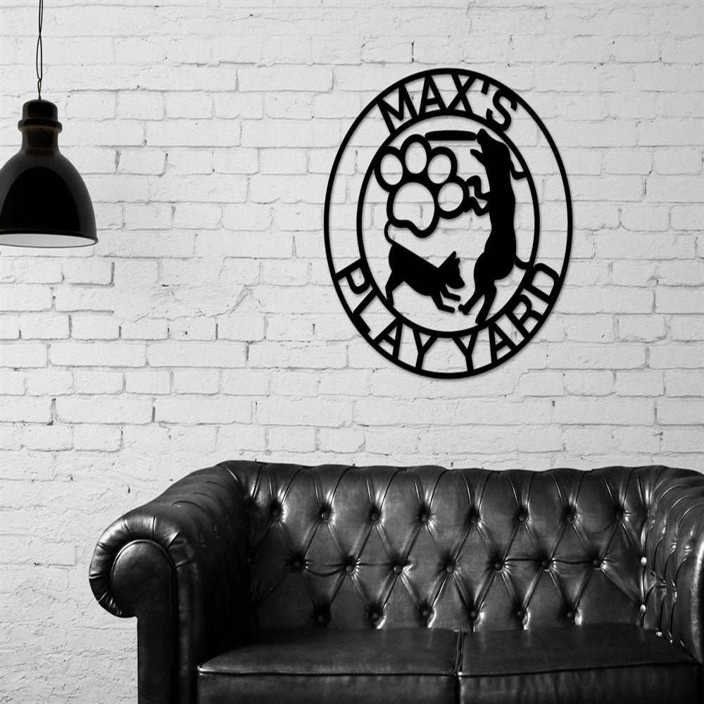 Custom Metal Sign, Play Yard Metal Sign, Anniversary Gift, Dog House Sign, Dog Wall Art, Outdoor Sign, Home Decor Sign