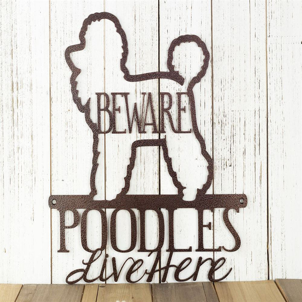 Custom Metal Sign, Poodles Live Here Cut Metal Sign, Anniversary Gift, Dog House Sign, Dog Wall Art, Outdoor Sign, Home Decor Sign