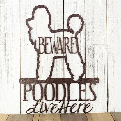 Custom Metal Sign, Poodles Live Here Cut Metal Sign, Anniversary Gift, Dog House Sign, Dog Wall Art, Outdoor Sign, Home Decor Sign