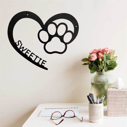 Custom Metal Sign, Puppy Love Name Metal Sign, Anniversary Gift, Dog House Sign, Dog Wall Art, Outdoor Sign, Home Decor Sign