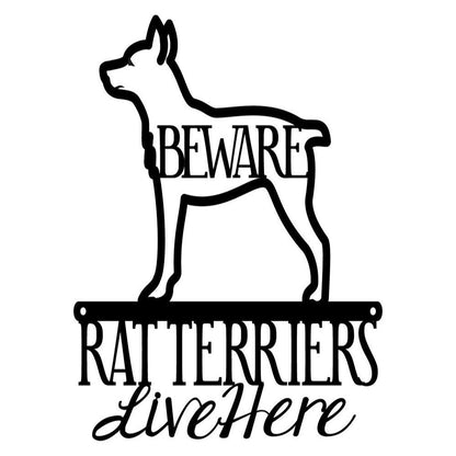 Custom Metal Sign, Rat Terriers Live Here Metal Sign, Anniversary Gift, Dog House Sign, Dog Wall Art, Outdoor Sign, Home Decor Sign