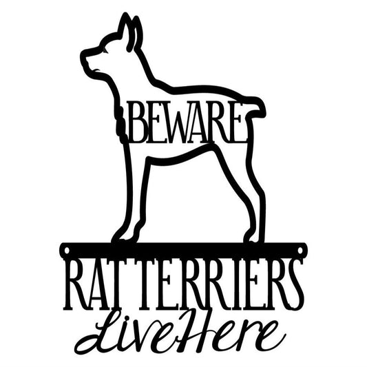 Custom Metal Sign, Rat Terriers Live Here Metal Sign, Anniversary Gift, Dog House Sign, Dog Wall Art, Outdoor Sign, Home Decor Sign