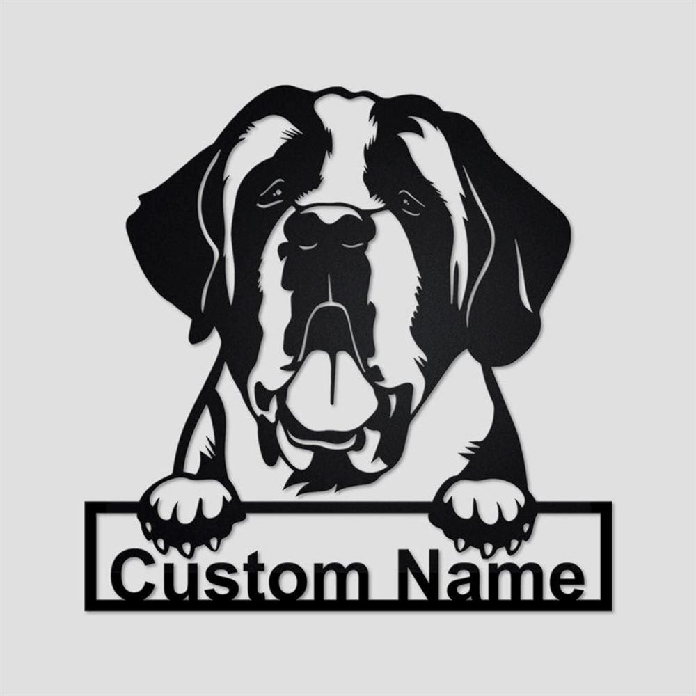 Custom Metal Sign, St Bernard Dog Metal Sign, Anniversary Gift, Dog House Sign, Dog Wall Art, Outdoor Sign, Home Decor Sign