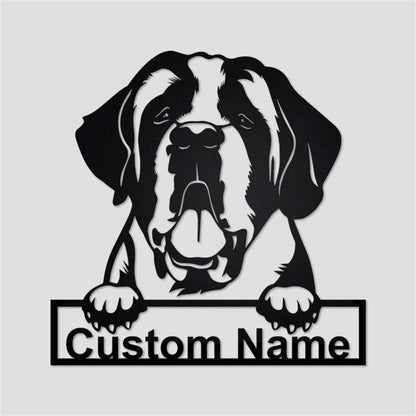 Custom Metal Sign, St Bernard Dog Metal Sign, Anniversary Gift, Dog House Sign, Dog Wall Art, Outdoor Sign, Home Decor Sign