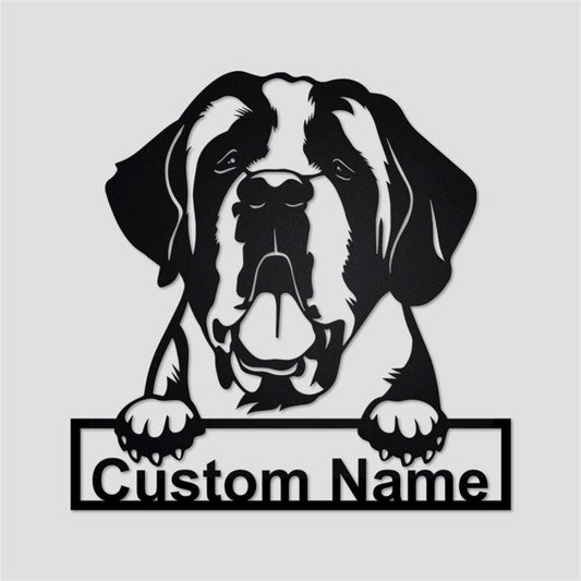Custom Metal Sign, St Bernard Dog Metal Sign, Anniversary Gift, Dog House Sign, Dog Wall Art, Outdoor Sign, Home Decor Sign