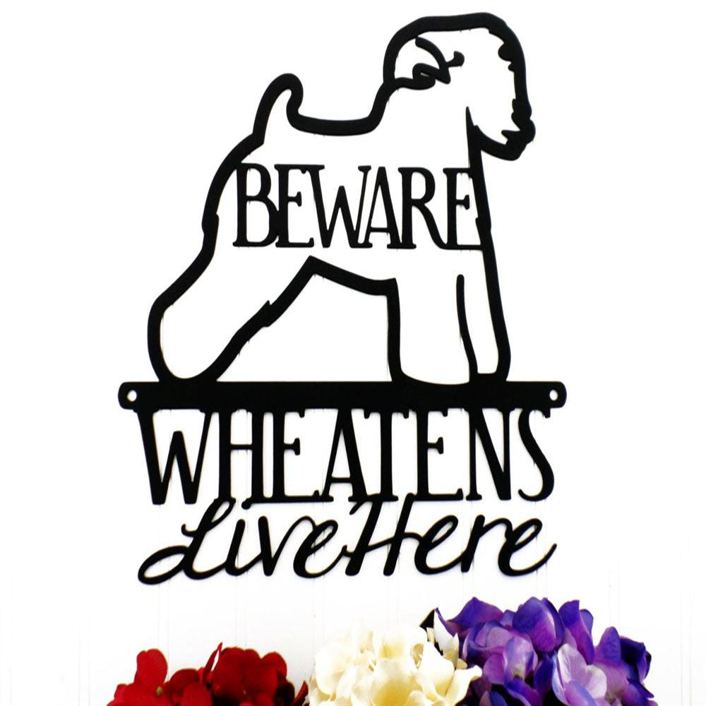 Custom Metal Sign, Wheatens Live Here Cut Metal Sign, Anniversary Gift, Dog House Sign, Dog Wall Art, Outdoor Sign, Home Decor Sign