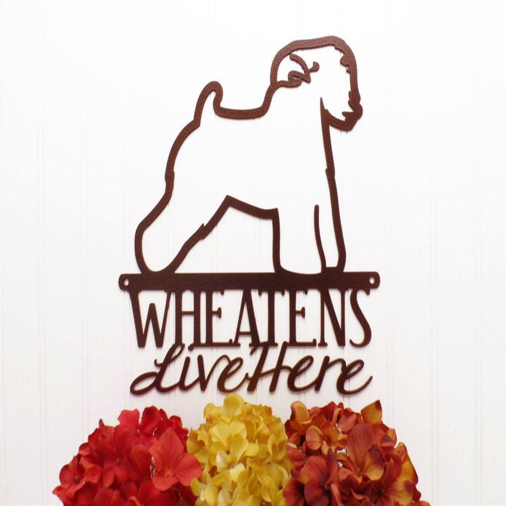 Custom Metal Sign, Wheatens Live Here Metal Signs, Anniversary Gift, Dog House Sign, Dog Wall Art, Outdoor Sign, Home Decor Sign