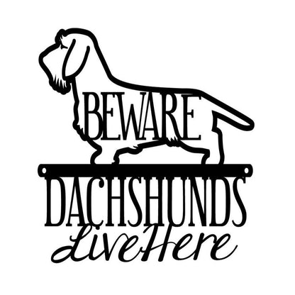 Custom Metal Sign, Wire Haired Dachshunds Live Here Metal Sign, Anniversary Gift, Dog House Sign, Outdoor Sign, Home Decor Sign