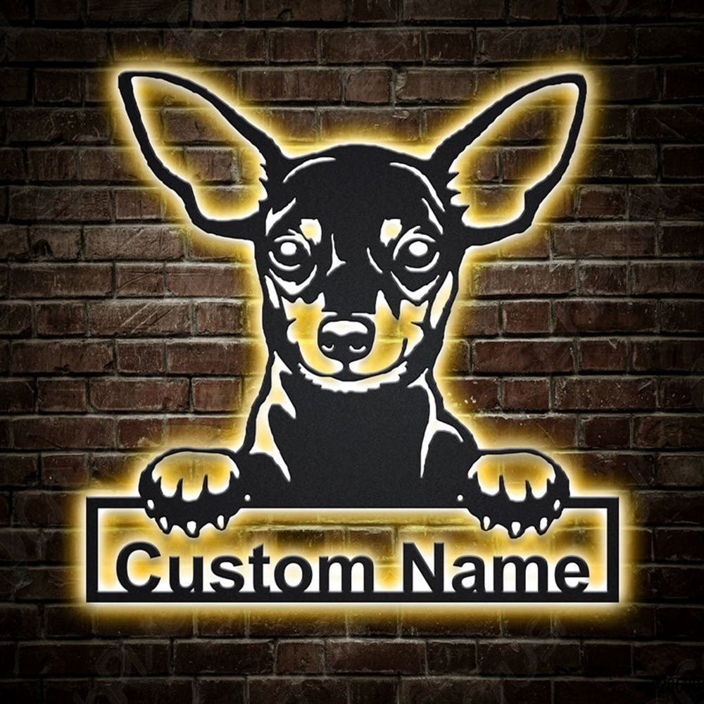 Custom Miniature Pinscher Dog Metal Sign, Led Lights Miniature Pinscher Metal Sign, Dog Lover Gift, Dog Wall Sign, Home Decor Sign