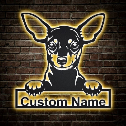 Custom Miniature Pinscher Dog Metal Sign, Led Lights Miniature Pinscher Metal Sign, Dog Lover Gift, Dog Wall Sign, Home Decor Sign
