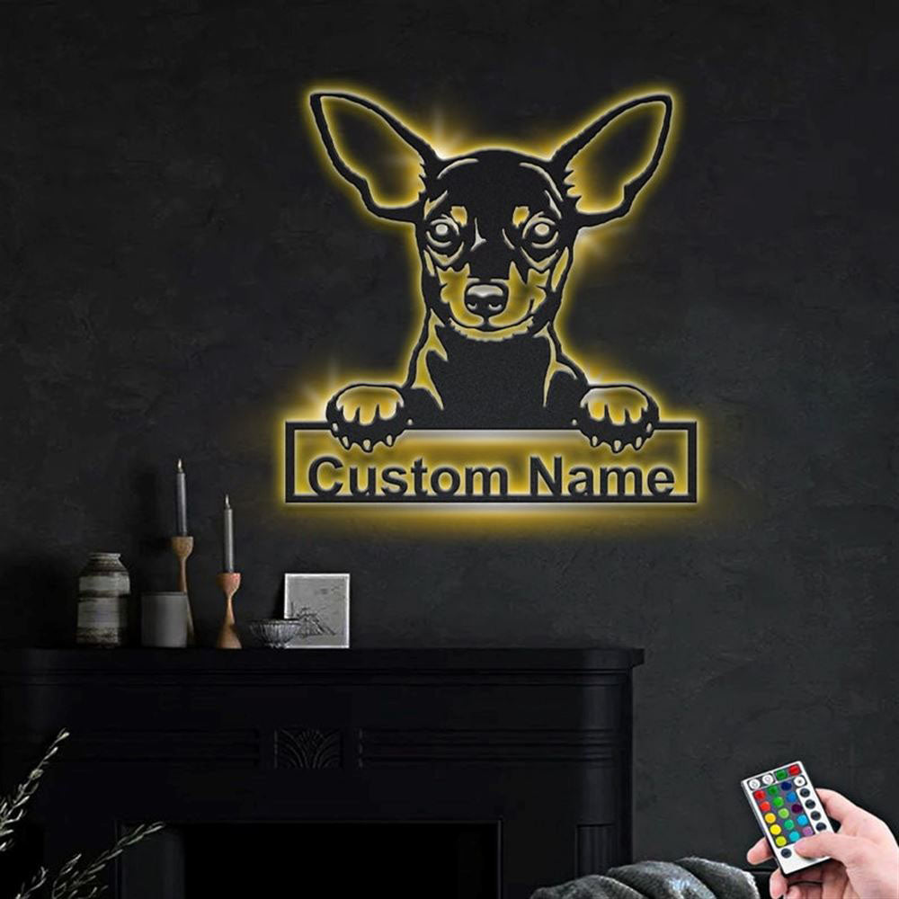 Custom Miniature Pinscher Dog Metal Sign, Led Lights Miniature Pinscher Metal Sign, Dog Lover Gift, Dog Wall Sign, Home Decor Sign