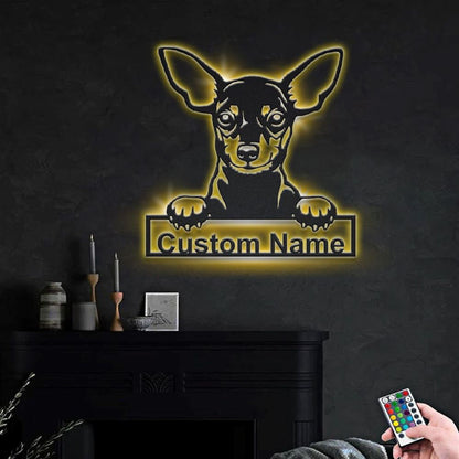 Custom Miniature Pinscher Dog Metal Sign, Led Lights Miniature Pinscher Metal Sign, Dog Lover Gift, Dog Wall Sign, Home Decor Sign